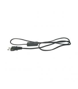 Power cord flat cable 2x0,75mm² 2m black switch