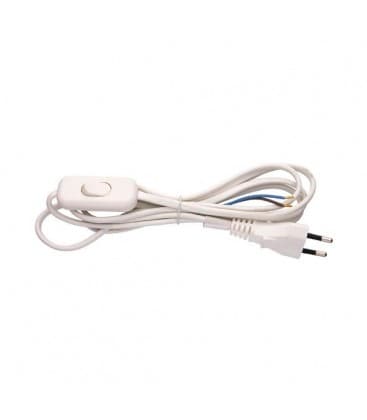 Cable plano de alimentación 2x0,75mm² 2m Blanco Interruptor incluido 9299-12899