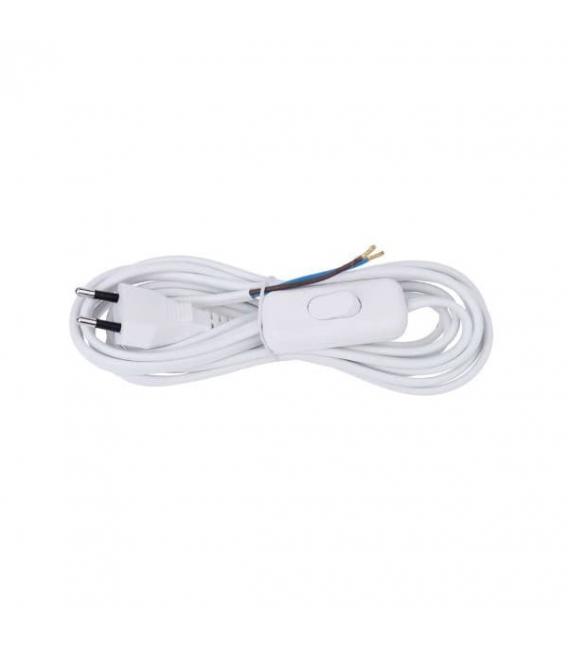 Flachkabel Netzkabel 2x0,75mm² 3m Weiß Schalter - Netzkabel – foto