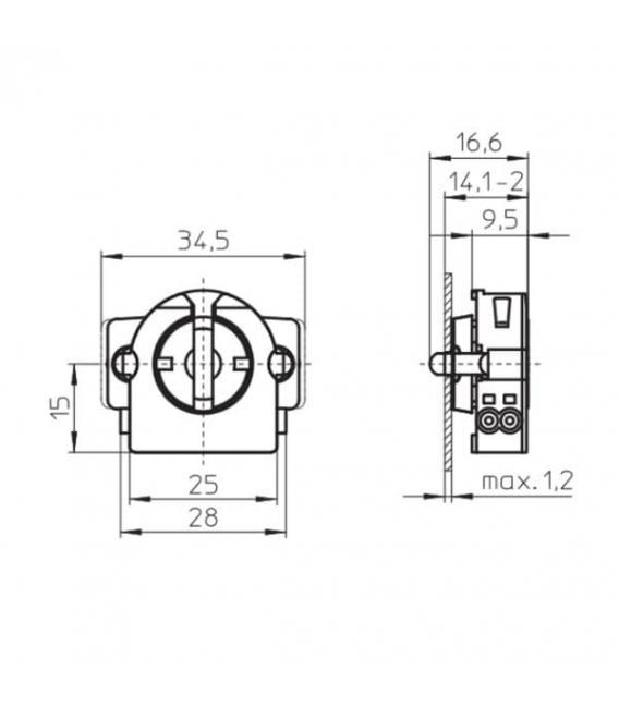 Rotoclic 59506 - Socle de lampe G13 unique à encastrer – Photo