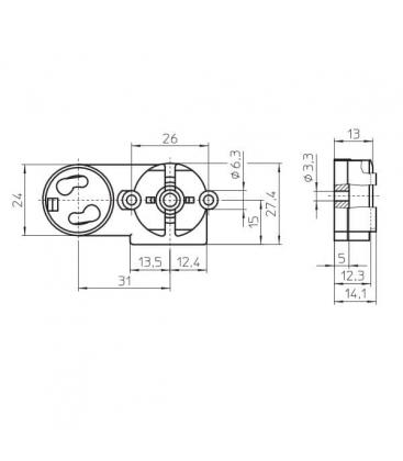 47200 Socle pour douille avec fixation pour démarreur - G13 T8 9550-13543