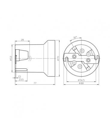 Secure 12811 Porcelanova svetilka z varnostnim zatičem za žarnico E40 9555-13551