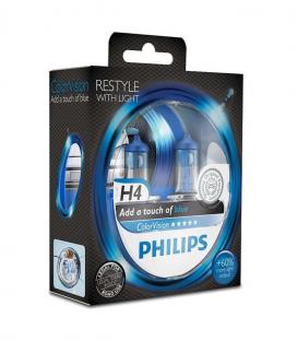 H4 60/55W 12V P43t Bleu ColorVision Double Pack