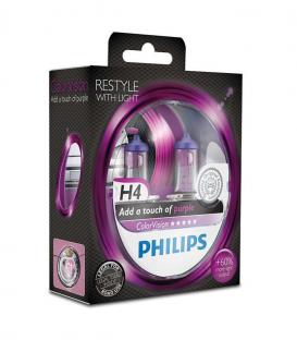 H4 60/55W 12V P43t Purple ColorVision Doble Pack