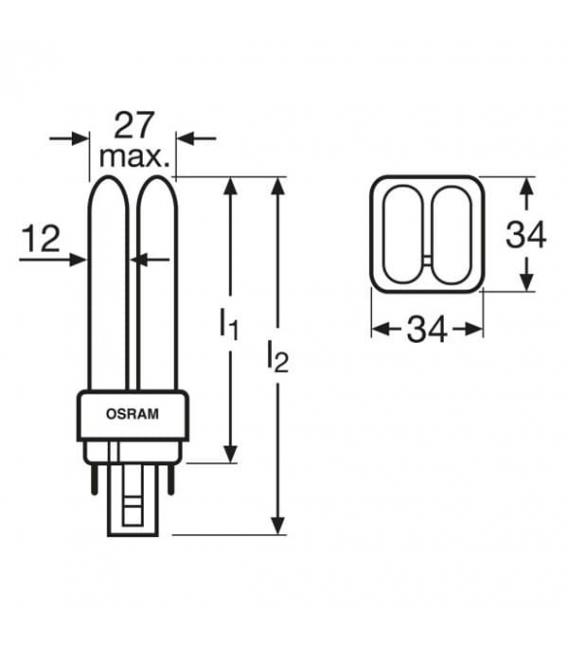 Compact Fluorescent Lamp TC-D Dulux D-E 13W 830 - G24 – photo
