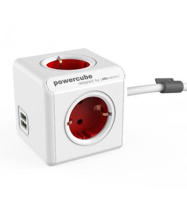 PowerCube podaljšani USB tipa F rdeč 1,5 m Električni podaljšek 11062-22931