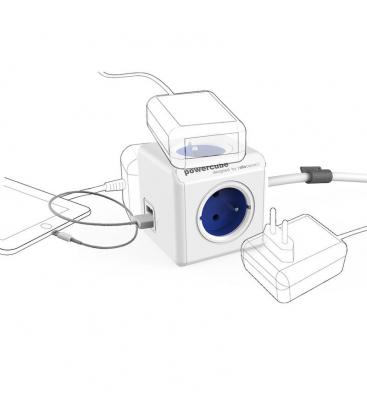 PowerCube Extended USB Typ F Kobaltblau 1.5m - Elektrisches Verlängerungskabel 11063-22934