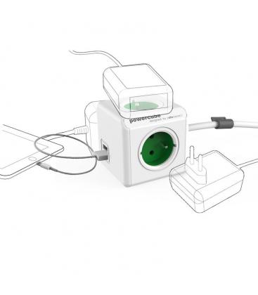 PowerCube Extended USB Type F Green 1.5m - Electrical Extension Cord 11064-22938