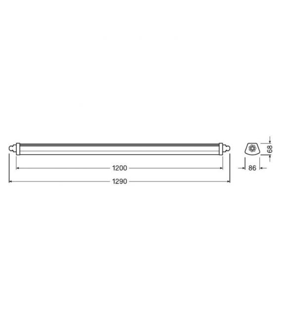 23W 840 GY Ledvance Damp Proof Compact - 1200mm IP65 Luminaire – Photo