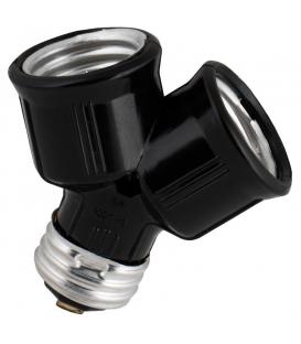 Divisor de portalámparas E27 2xE27 negro
