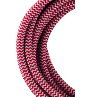 Cable textil decorativo 2C rojo blanco 3m