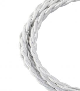 Cable textil decorativo trenzado 2C blanco 3m