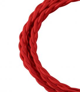 Cable textil decorativo trenzado 2C rojo 3m