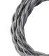 Cable textil decorativo trenzado 2C plata metalizado 3m 11799-26123