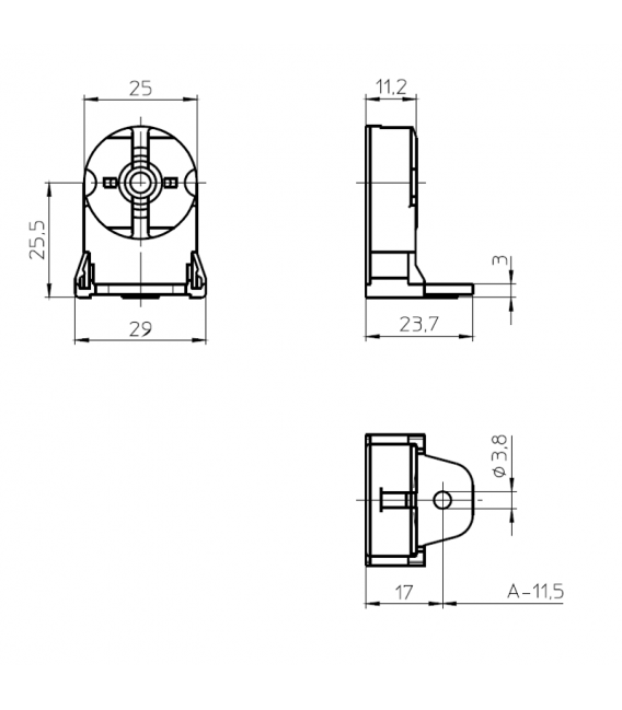 100572 Portalampada G13 - Montaggio a superficie per lampade T8 – Foto