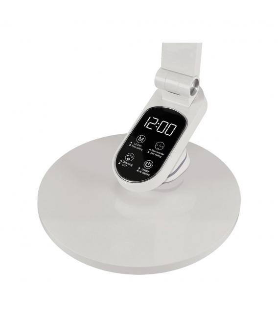 LED desk lamp RAGAS white, brightness and white light adjustable, clock – photo