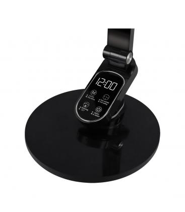 RAGAS Lámpara de escritorio LED negra - Brillo ajustable, luz blanca y reloj 13570-38147