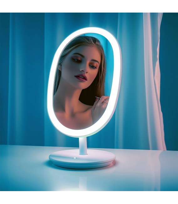 Mettez en valeur votre beauté avec le miroir de table LED PRINCESSA Blanc – Photo