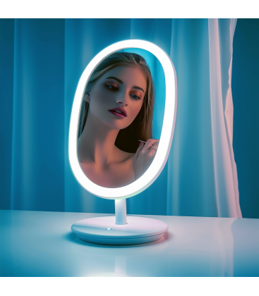 Mettez en valeur votre beauté avec le miroir de table LED PRINCESSA Blanc 12739-38439