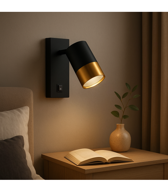 PUZON WLL GU10 Noir/Or Luminaire avec interrupteur – Photo