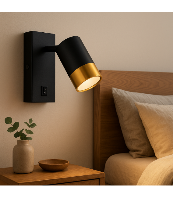 PUZON WLL GU10 Black/Gold Luminaire with Switch – photo