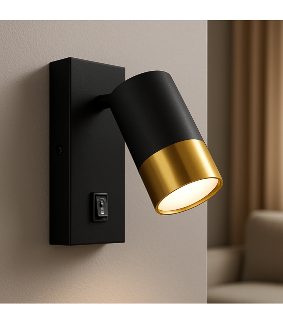 PUZON WLL GU10 Noir/Or Luminaire avec interrupteur – Photo