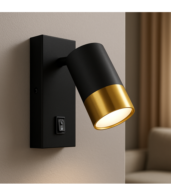 PUZON WLL GU10 Schwarz/Gold Leuchte mit Schalter – foto