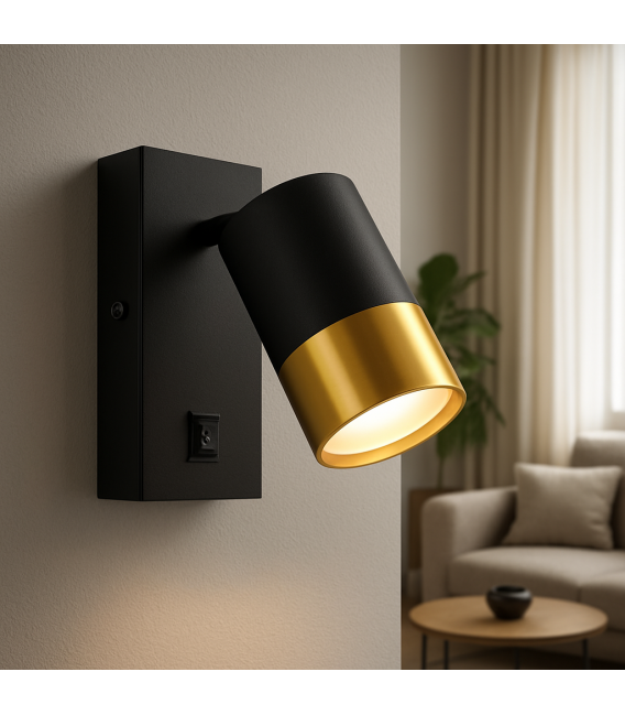 PUZON WLL GU10 Nero/Oro Apparecchio con interruttore – Foto