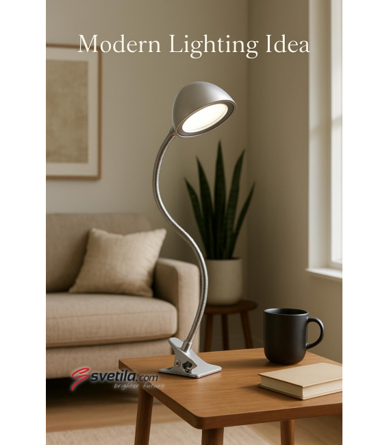 Namizna svetilka LED RONI Flex Clip-On - bela barva – fotografija