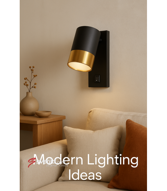 PUZON WLL GU10 Schwarz/Gold Leuchte mit Schalter – foto