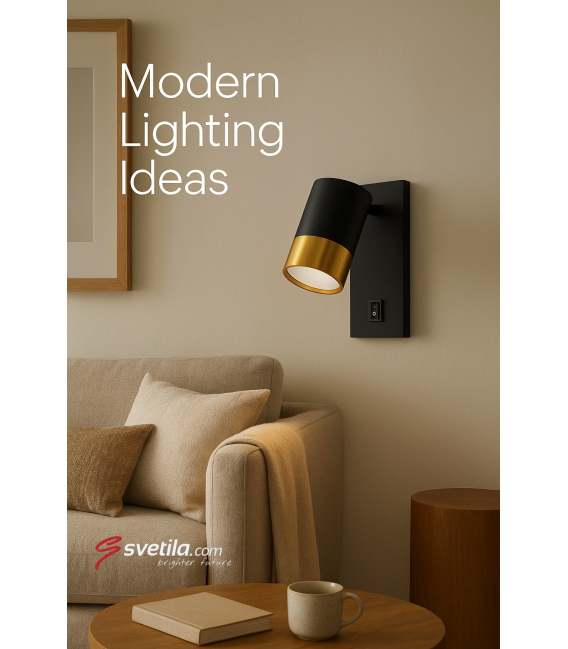 PUZON WLL GU10 Noir/Or Luminaire avec interrupteur – Photo