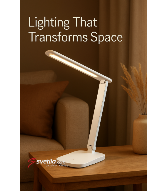 Namizna svetilka ZET bela LED - nastavljiva svetlost, upravljanje barve na dotik – fotografija
