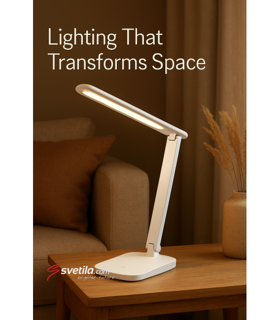 ZET White LED Desk Lamp - Luminosité réglable, contrôle tactile des couleurs – Photo