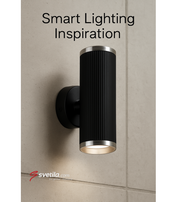 FRIDA WLL 2XGU10 Črni krom -  svetilka navzgor in navzdol – fotografija