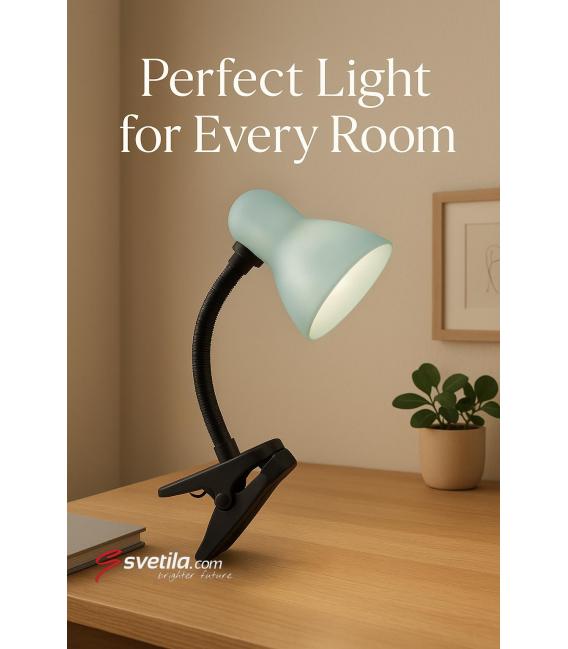 Lampe de bureau argentée TOLA E27 CLIP - Illuminez votre espace de travail – Photo