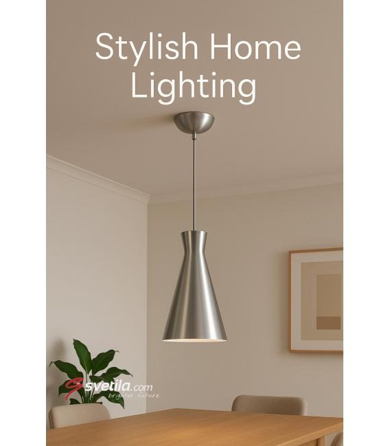 VERONE 12 Lampe à suspension Métal argenté brossé – Photo