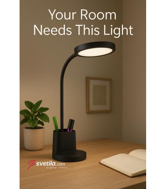 LABOR LED-Schreibtischlampe mit 3-stufiger Helligkeit und Bleistifthalter - Schwarz – foto