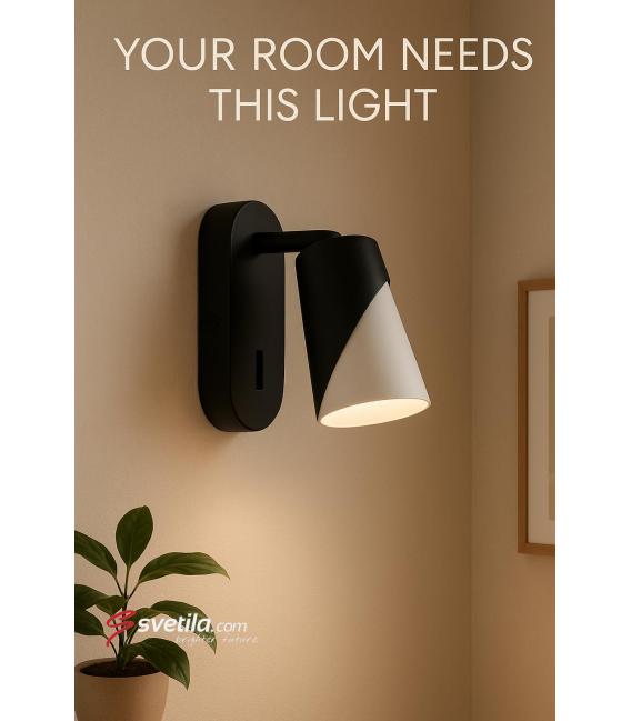 ZEBRA WLL GU10 Black/White Luminaire with Switch – photo