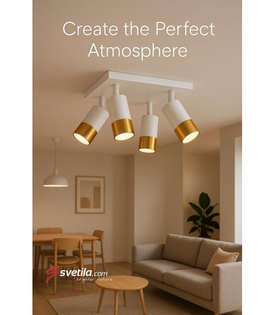 PUZON SPT GU10 4D Luminaire - Blanc/Doré – Photo
