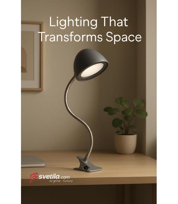 Lámpara LED RONI Flex Clip-On Silver - Ilumina tu escritorio – foto