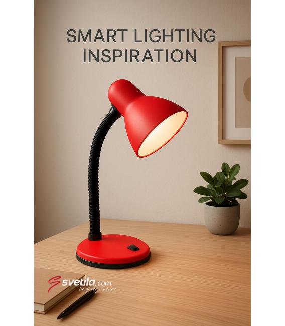 Lampe de bureau TOLA E27 rouge - Eclairez votre espace de travail – Photo