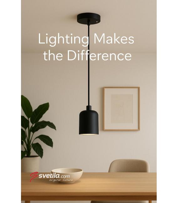 Pendant Luminaire UNO E27 CLG Black 220V, 60W, Elegant – photo